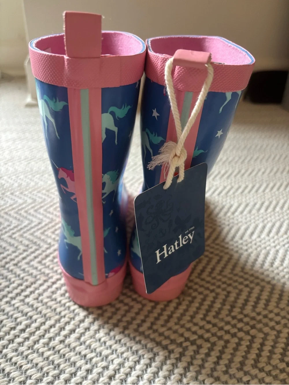 NWT Hatley Girls Blue/Pink Unicorn Rain Boots